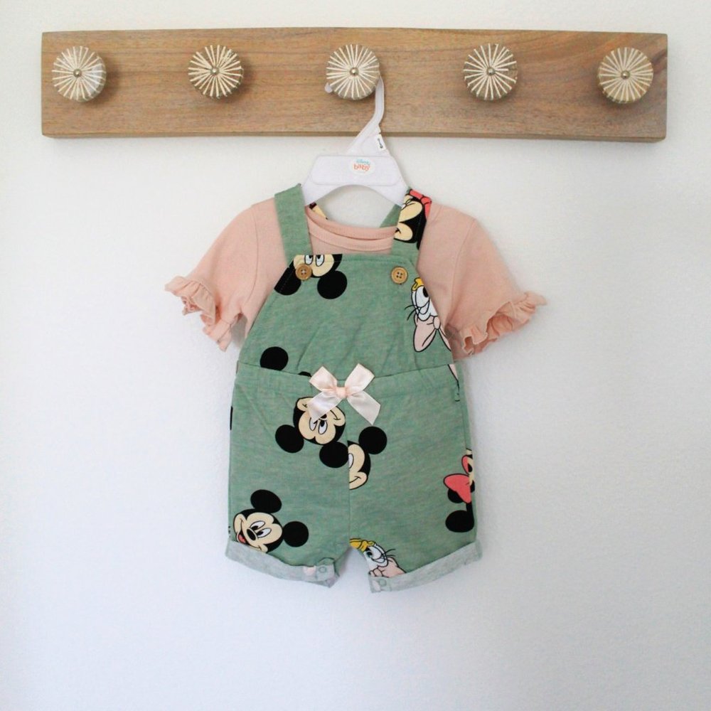 Disney baby girl 2pcs Minnie Mouse overall and t-shirt set